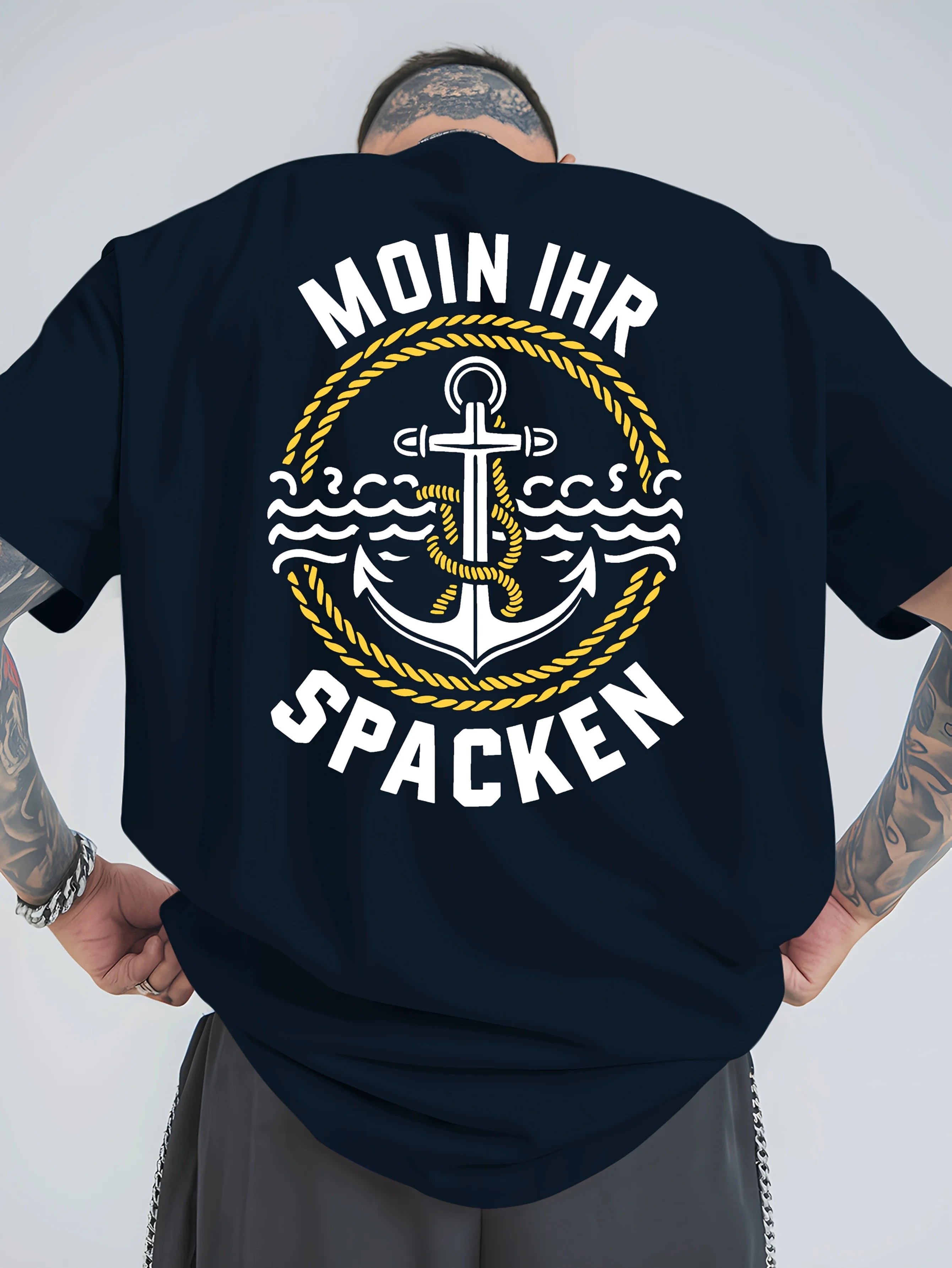 Men's T-shirt - 100% cotton printed, loose-fitting, comfortable, trendy and high-quality short-sleeved T-shirt