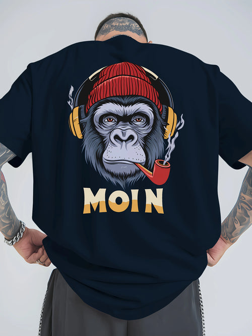 Men's T-shirt - 100% cotton printed, loose-fitting, comfortable, trendy and high-quality short-sleeved T-shirt
