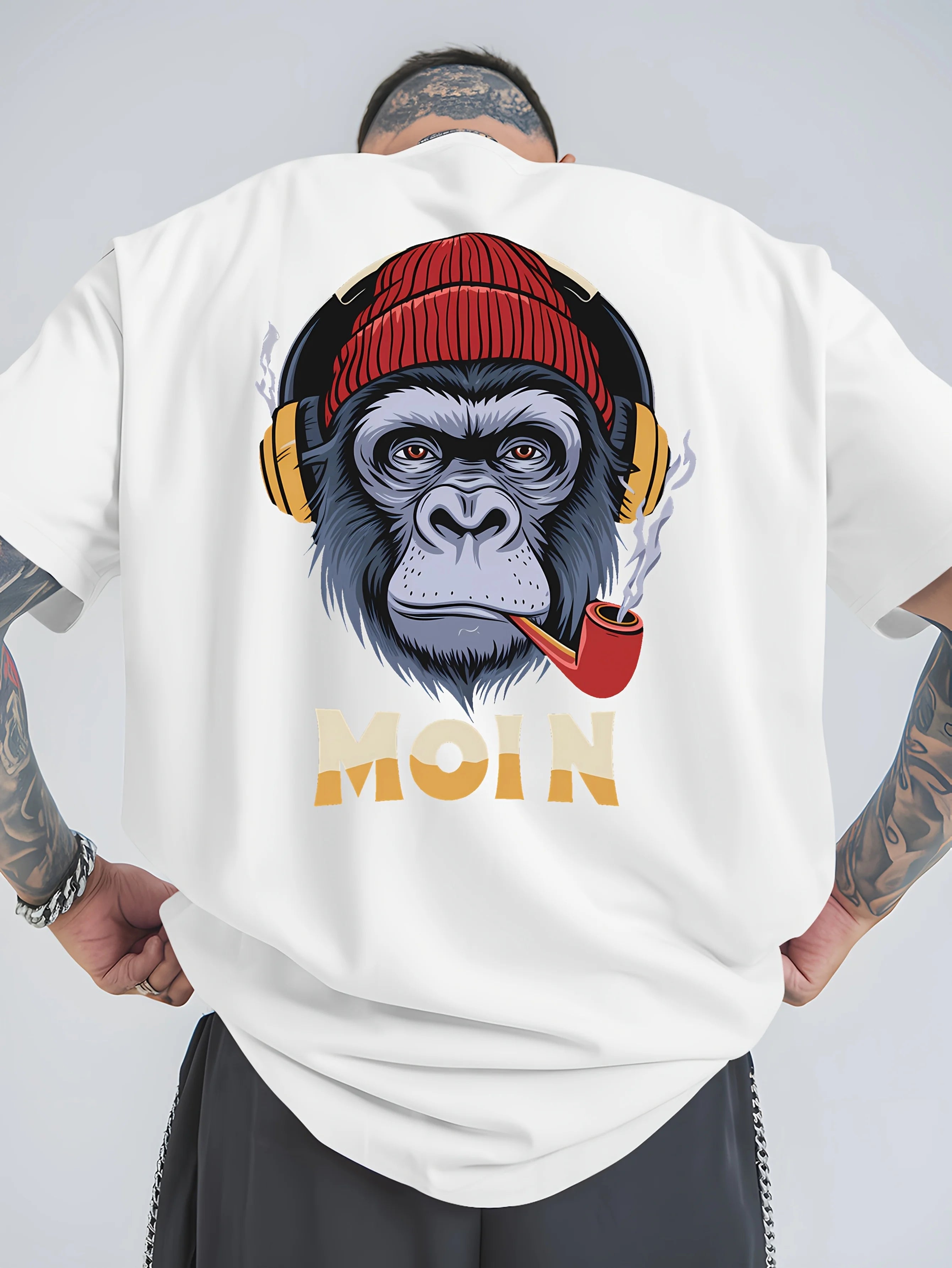 Men's T-shirt - 100% cotton printed, loose-fitting, comfortable, trendy and high-quality short-sleeved T-shirt