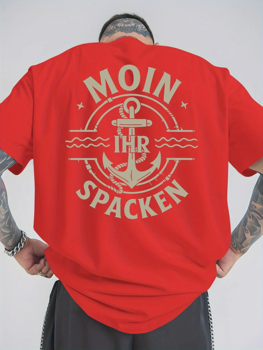 Men's T-shirt - 100% cotton printed, loose-fitting, comfortable, trendy and high-quality short-sleeved T-shirt