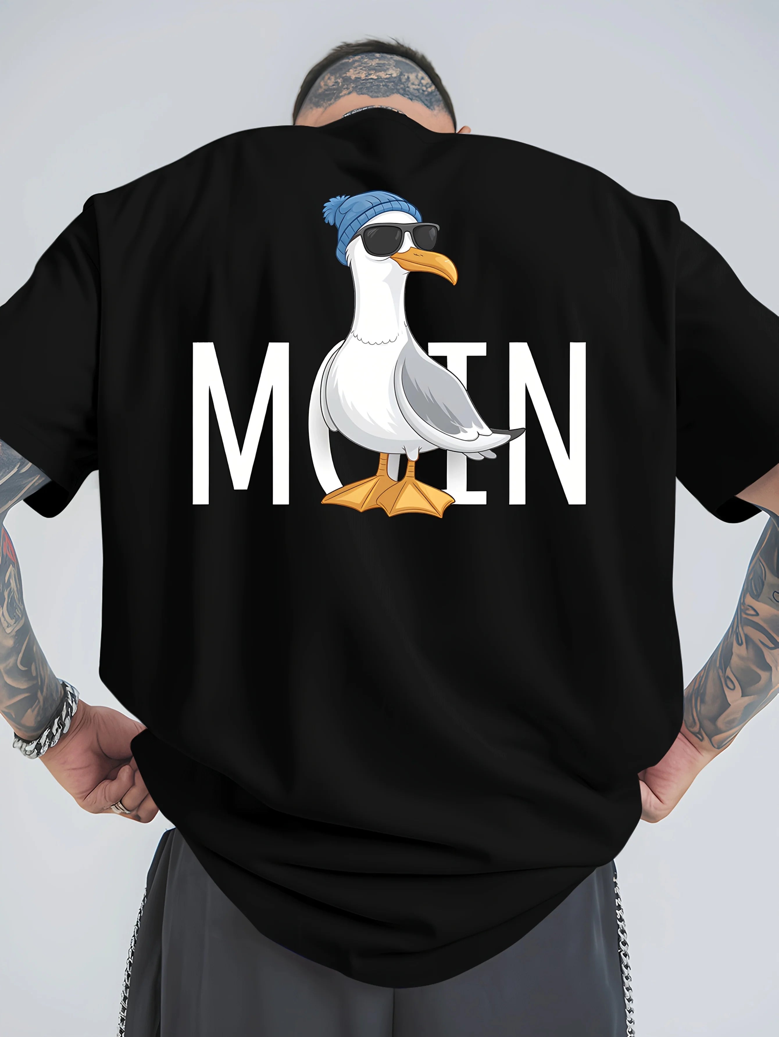 Men's T-shirt - 100% cotton printed, loose-fitting, comfortable, trendy and high-quality short-sleeved T-shirt