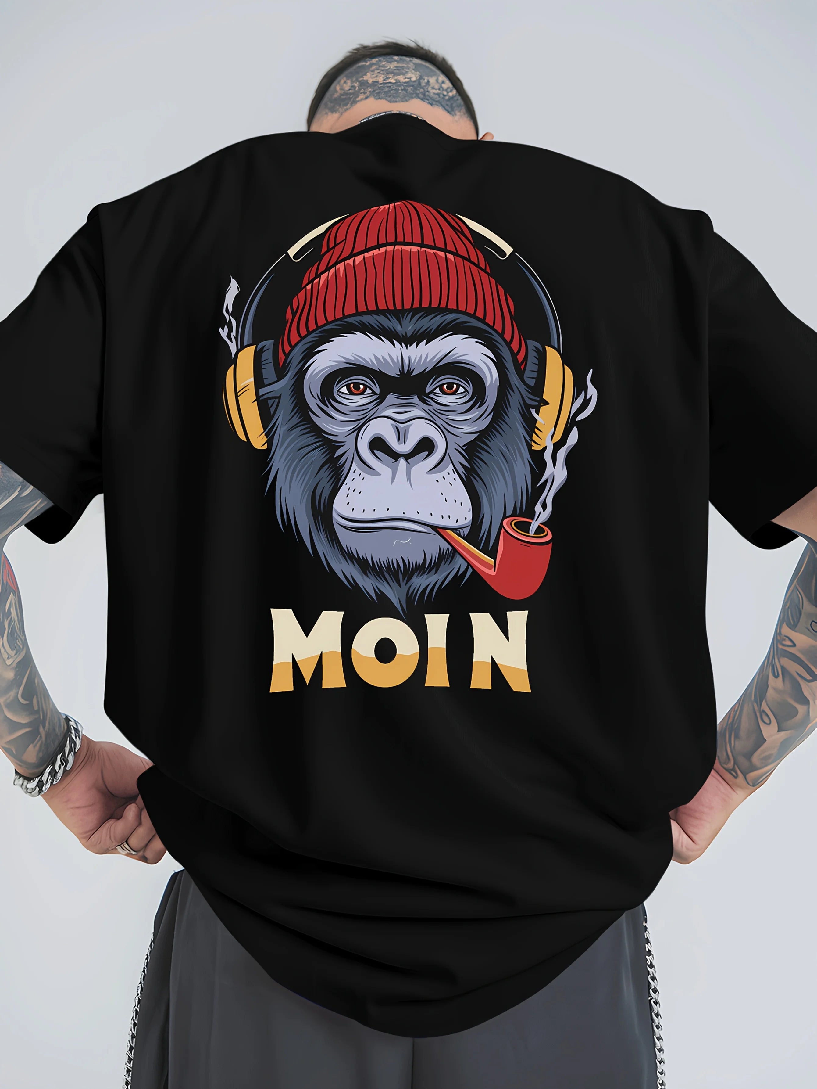 Men's T-shirt - 100% cotton printed, loose-fitting, comfortable, trendy and high-quality short-sleeved T-shirt
