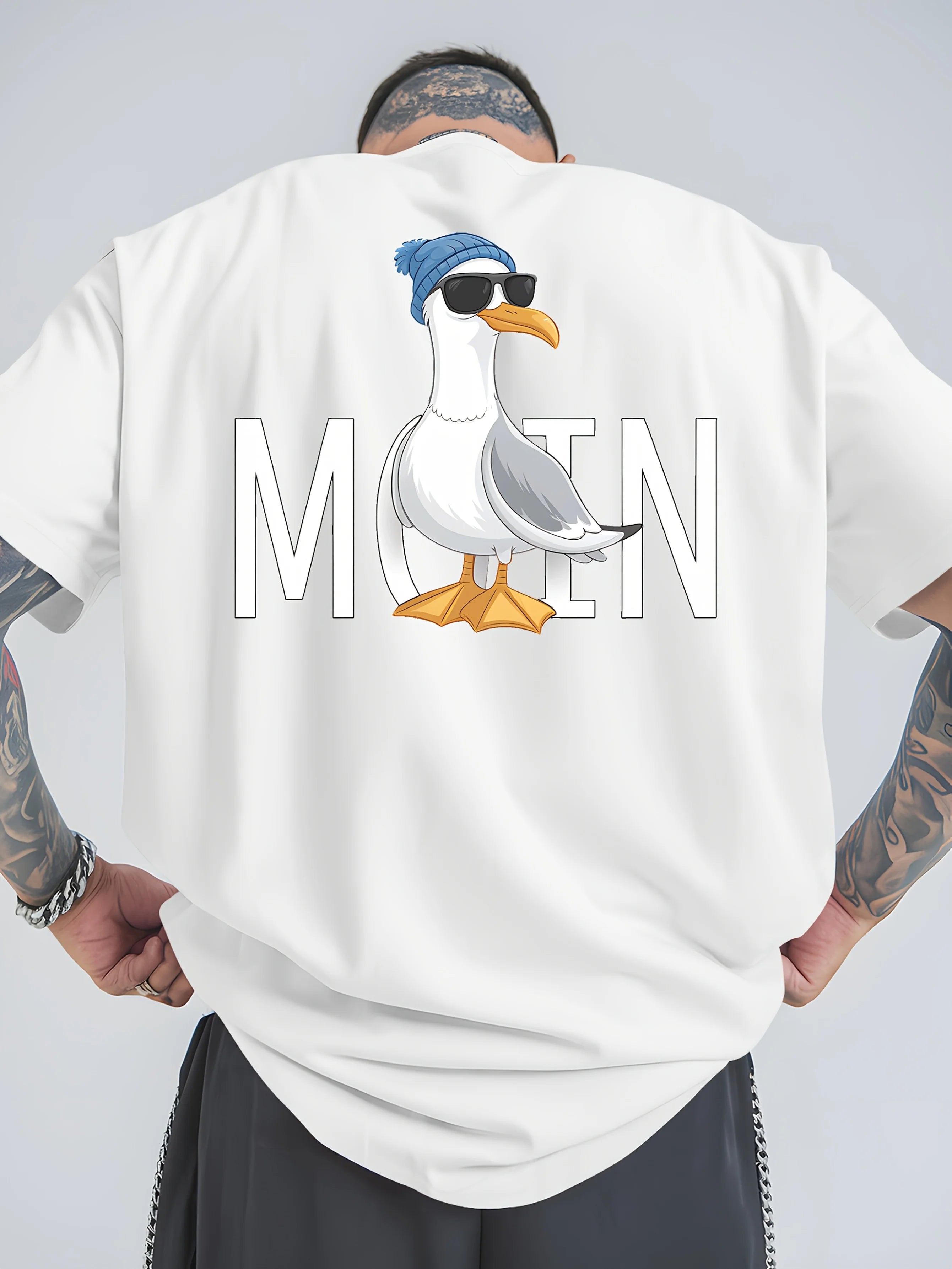 Men's T-shirt - 100% cotton printed, loose-fitting, comfortable, trendy and high-quality short-sleeved T-shirt